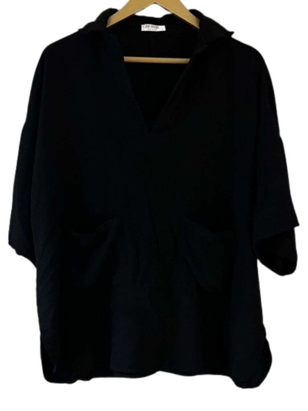 Black Oversized V Neck Blouse Women Relaxed Fit Tunic Top Casual Chic